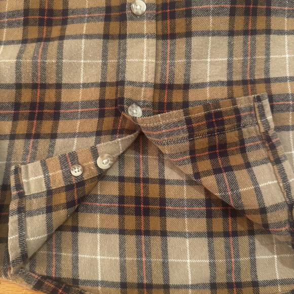 New Eddie Bauer Men's Small Bristol Flannel Cotton Khaki Plaid Shirt Fall NWT - Picture 11 of 14